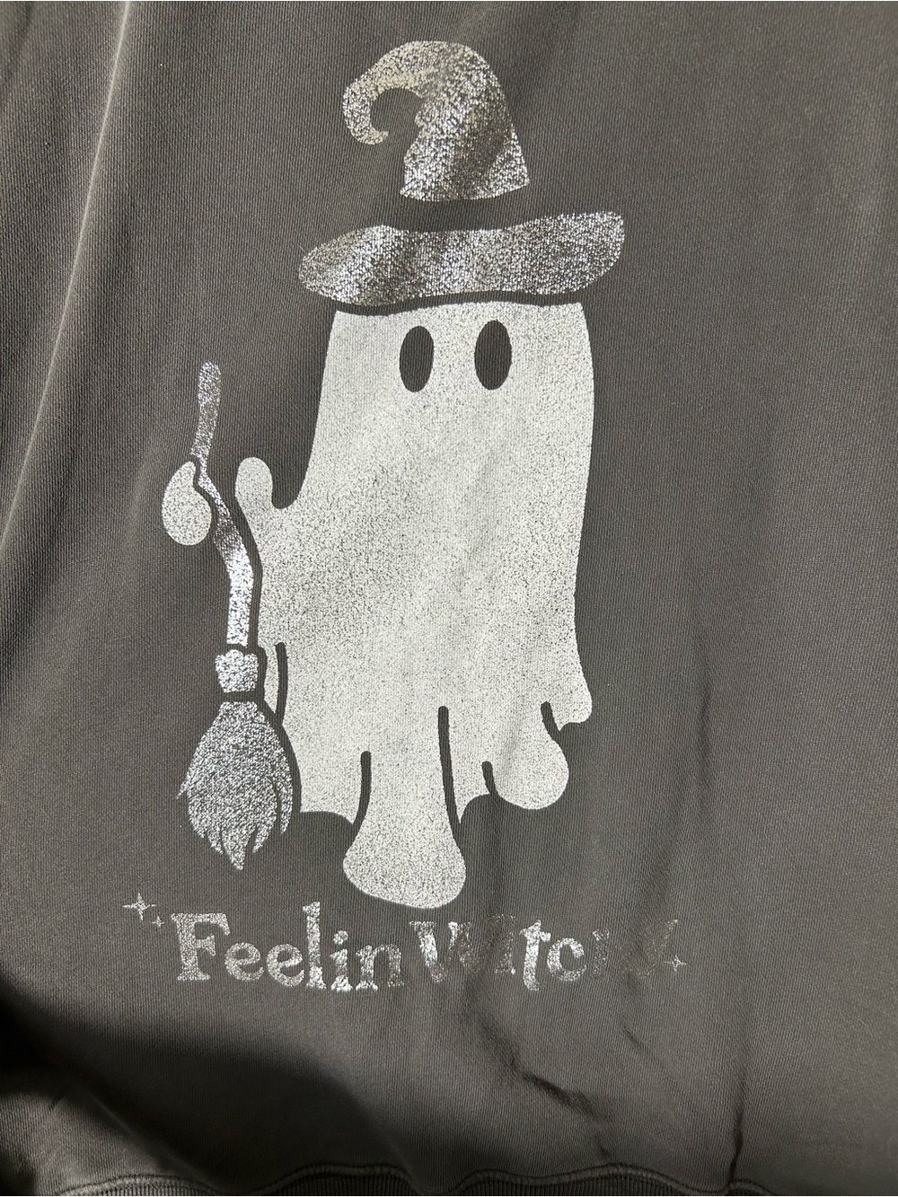 Aerie gray big chill crew sweatshirt halloween feelin witchy womens XL oversized - Picture 6 of 9